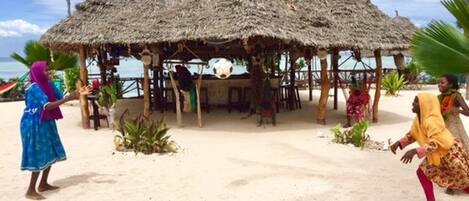 On the beach, beach bar, fishing