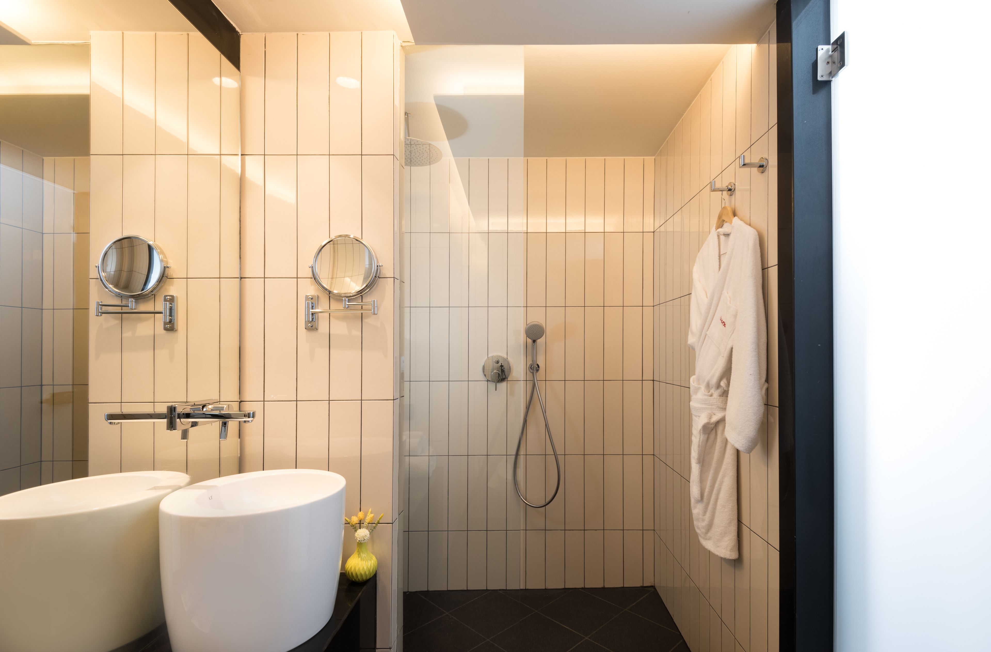 shower, free toiletries, hair dryer, bathrobes