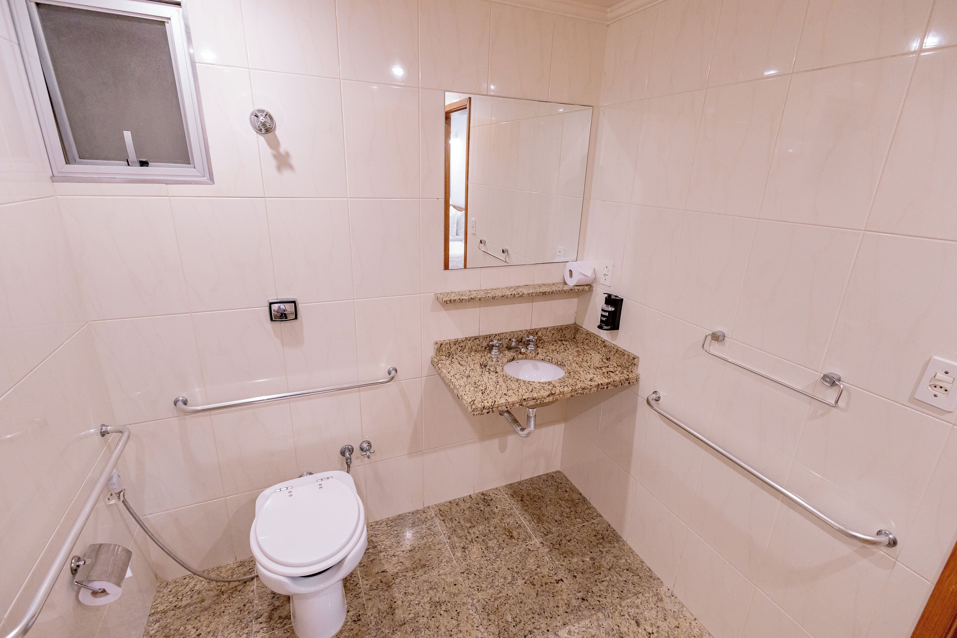 superior twin room | bathroom | shower, hair dryer, towels