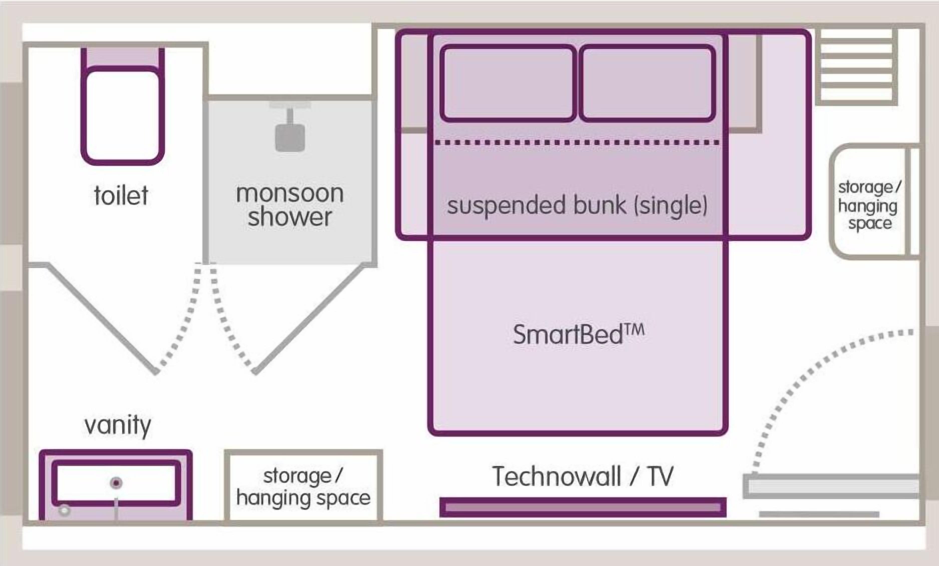 premium room, 1 queen bed (with bunk) | floor plan