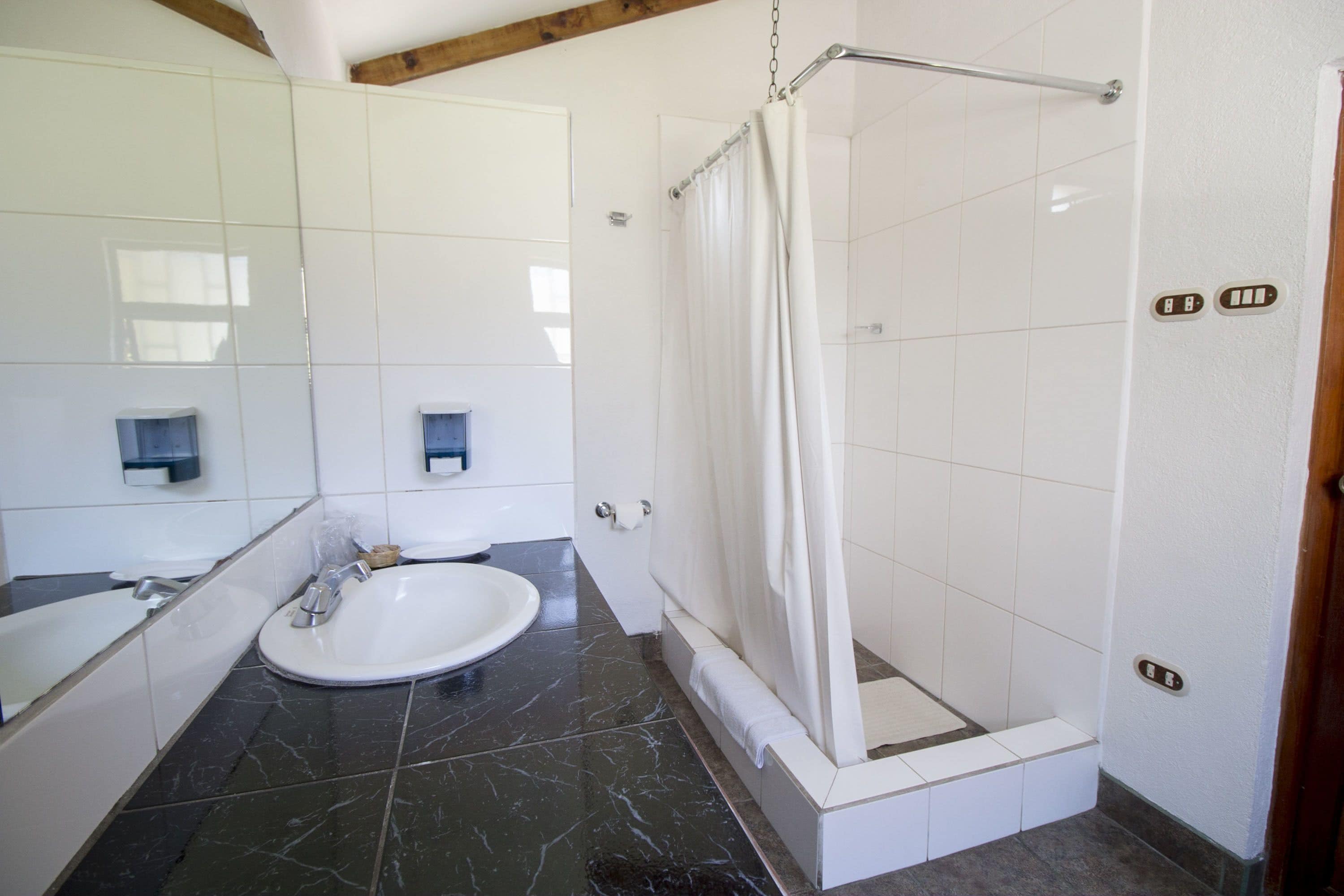 standard double room, 2 double beds | bathroom | shower, free toiletries, hair dryer, towels