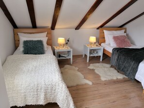 2 chambres, coffres-forts dans les chambres, fer et planche à repasser