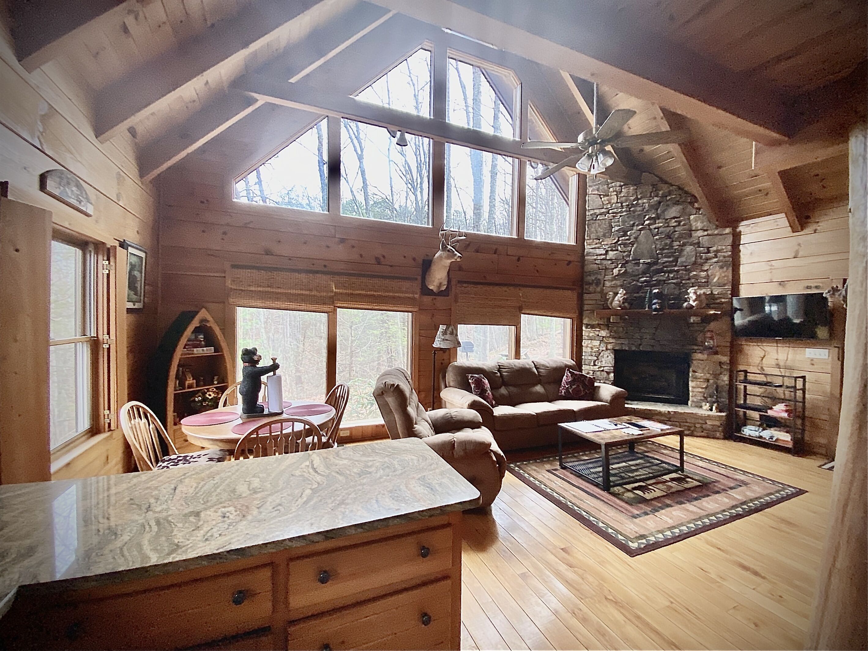 Fernseher, Kamin, DVD-Player, Stereoanlage