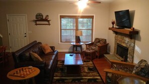 Smart TV, fireplace, Netflix, DVD player