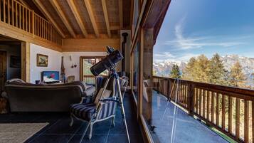 Télévision à écran plat, cheminée, lecteur de DVD