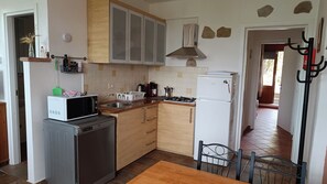 Fridge, microwave, dishwasher, electric kettle