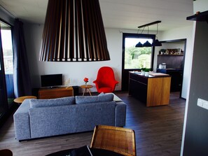 TV, fireplace, DVD player, books