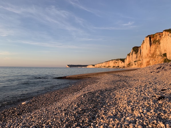 Beach nearby, sun loungers