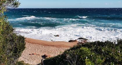 Corse du sud, bord de mer, les pieds dans l'eau, terrain arboré, 10pers.
