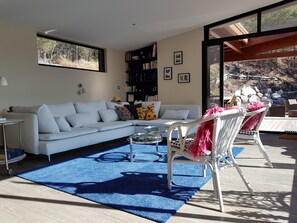 TV, DVD player, books, video library