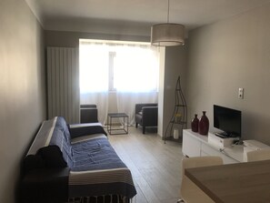 TV, DVD player, books