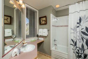 Hair dryer, bathrobes, towels, soap