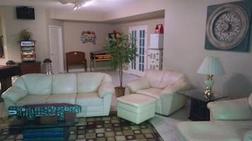 TV connectée, cheminée, lecteur de DVD