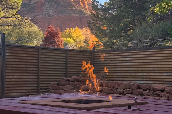 Wine and Sunset or Coffee and Sunrise. Fire pit on the patio.