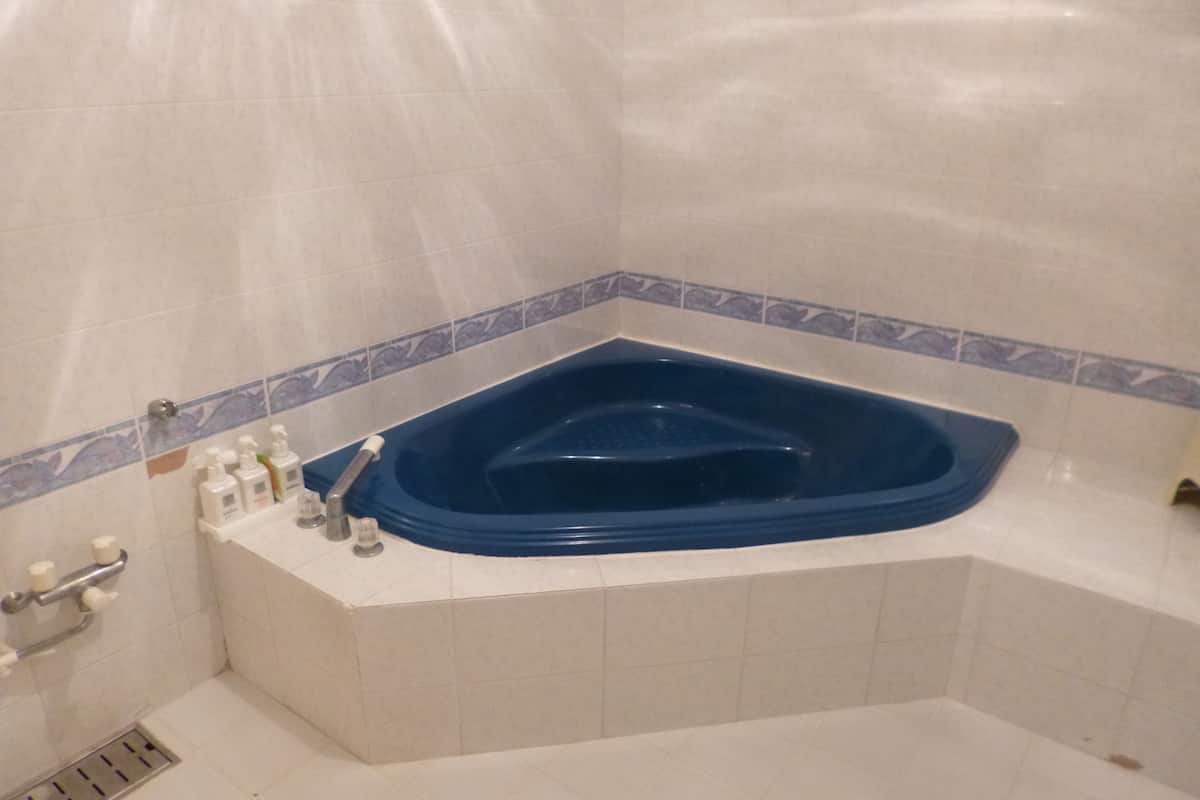 double room with sofa bed & massage chair | bathroom | separate bathtub and shower, deep-soaking bathtub, free toiletries