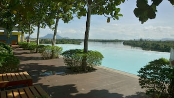 Outdoor pool, pool loungers