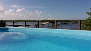 Outdoor pool, pool loungers