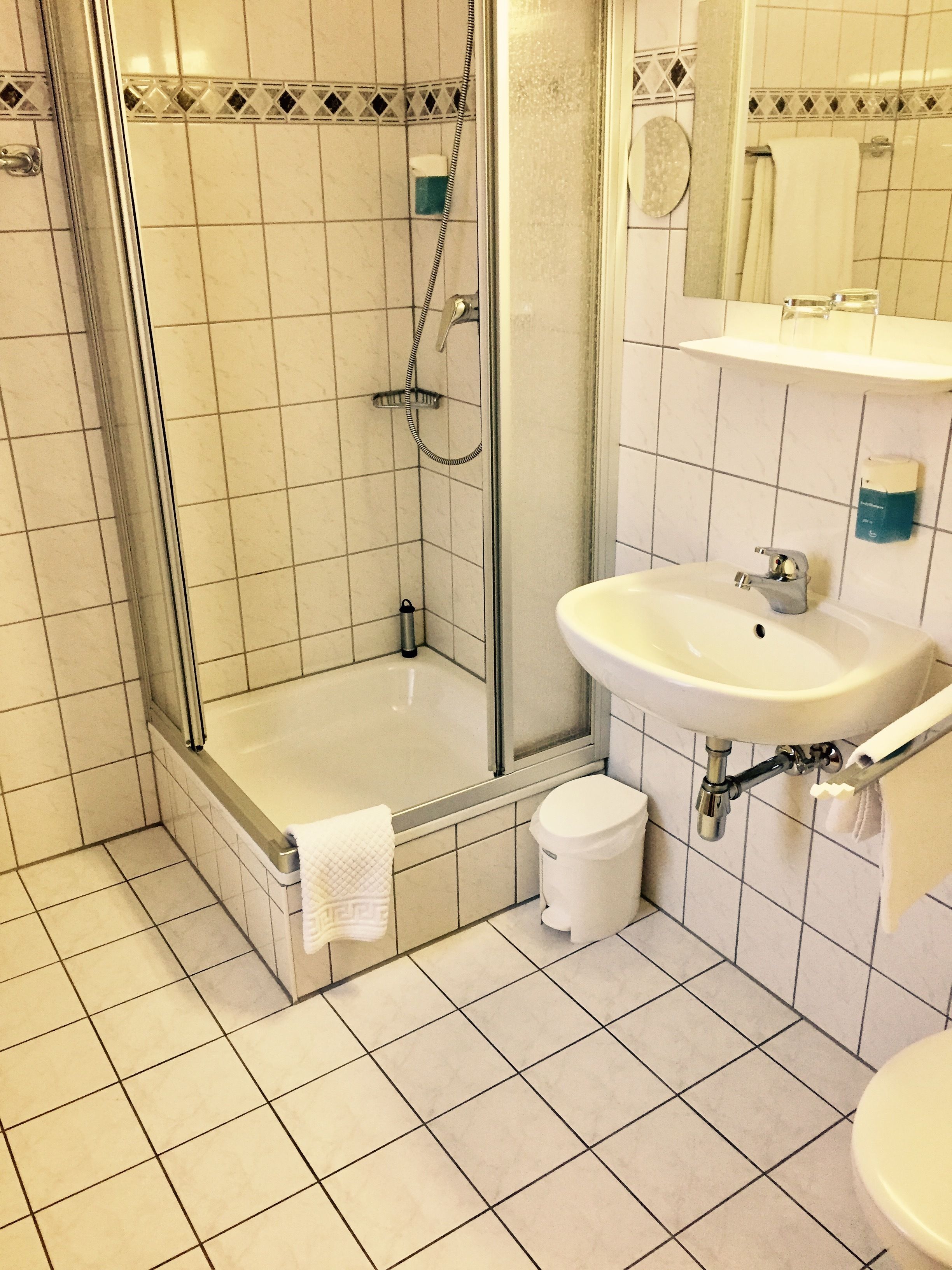 free toiletries, slippers, towels