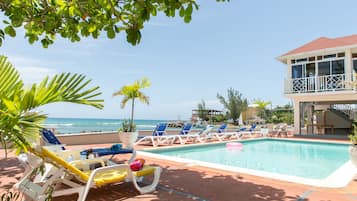 Outdoor pool, pool loungers
