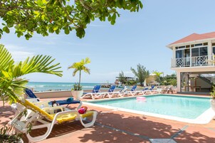 Outdoor pool, sun loungers