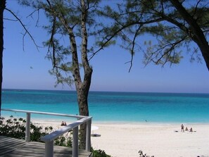 On the beach, sun loungers, beach towels