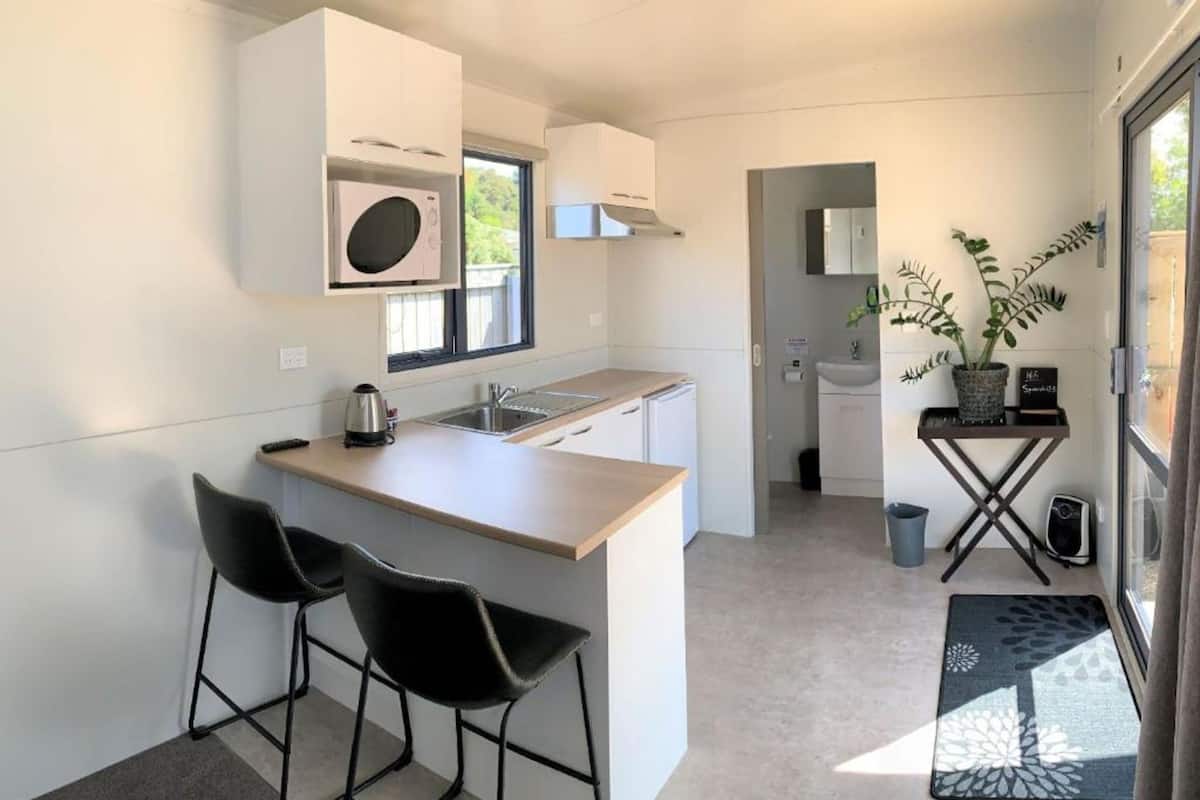 Waterfront Studio | Private kitchenette | Mini-fridge, microwave, stovetop, electric kettle