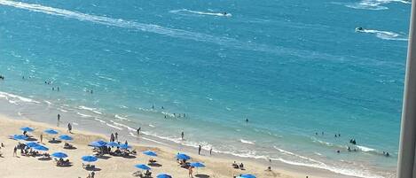 On the beach, beach towels