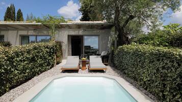 Deluxe Room, Private Pool, Garden View | Egyptian cotton sheets, premium bedding, in-room safe, desk