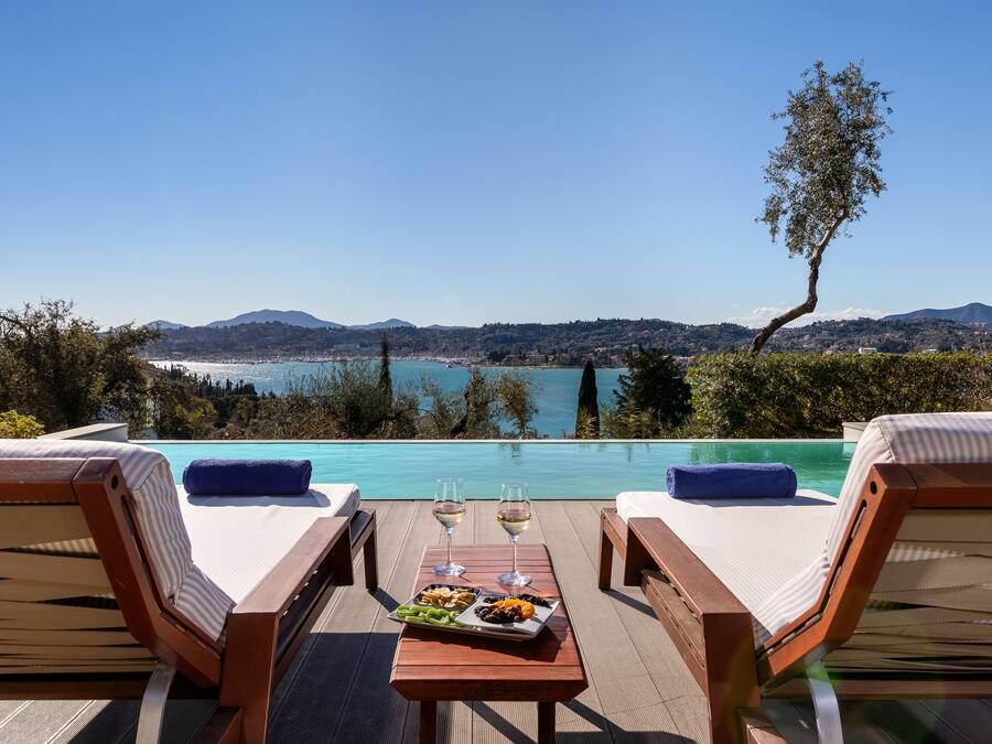 Panoramic Villa, 2 Bedrooms, Private Pool, Bay View | Egyptian cotton sheets, premium bedding, in-room safe, desk