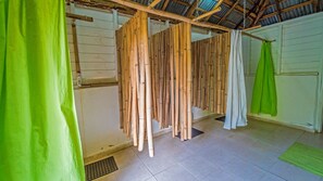 Deluxe Tent, 1 Queen Bed, Lake View, Lakeside | Bathroom | Shower, towels, soap, shampoo