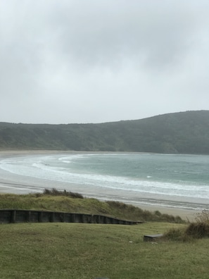 On the beach, white sand