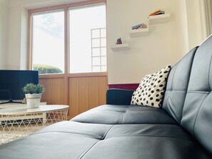 Smart-TV, Kamin, DVD-Player, Bücher