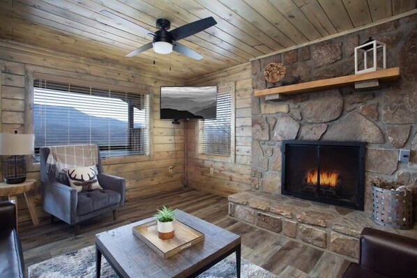 电视、壁炉、办公室