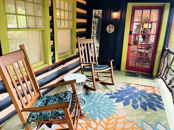 Beautiful porch deck with views of the Grove Park Inn