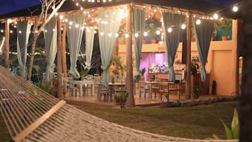 Outdoor banquet area