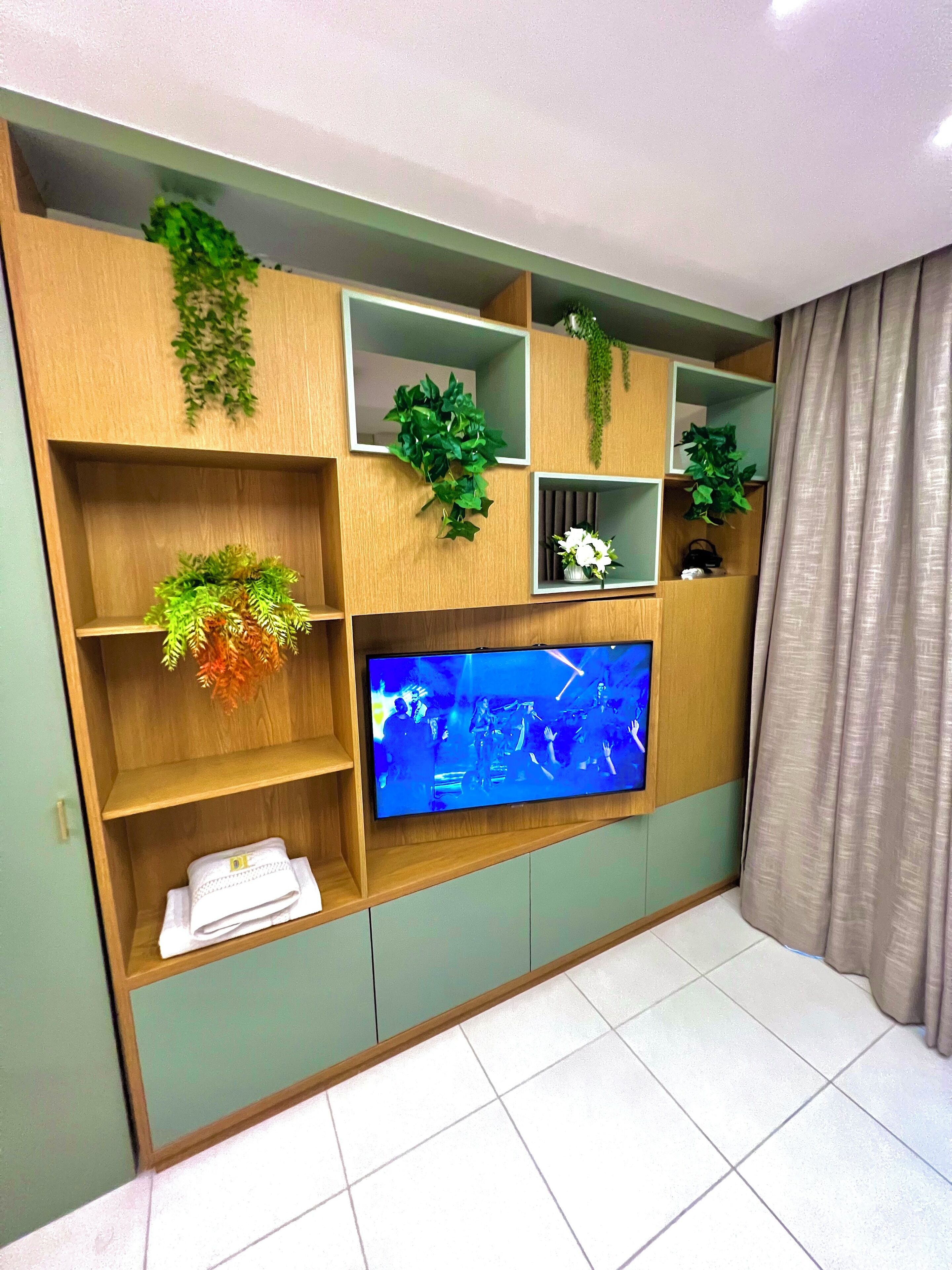 luxury apartment, 1 bedroom | living area | 43-inch smart tv with digital channels, tv, netflix