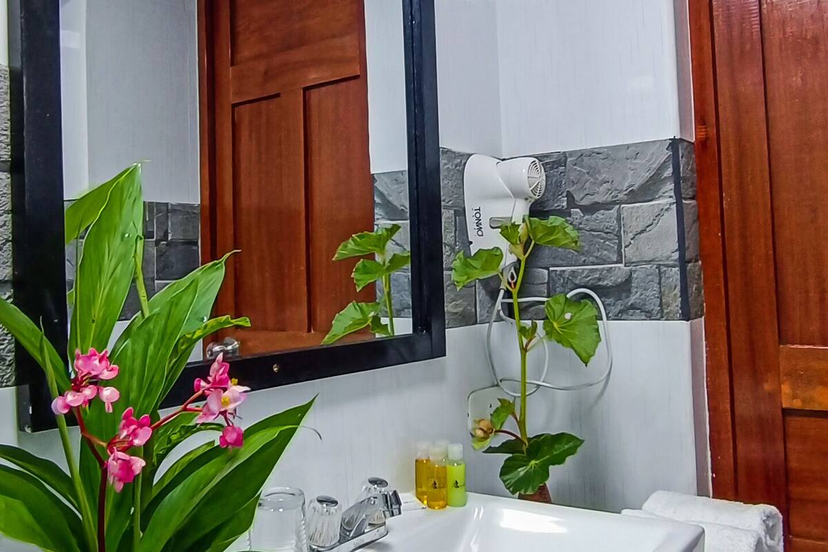 Articles de toilette gratuits, sèche-cheveux, serviettes fournies