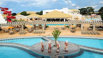 12 outdoor pools, pool umbrellas, sun loungers