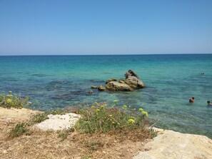 Beach nearby, sun loungers