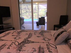 3 bedrooms, desk, iron/ironing board, travel cot