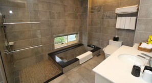 Combined shower/tub, deep soaking tub, rainfall showerhead - Ting-Feng B&B (Yuanshan)