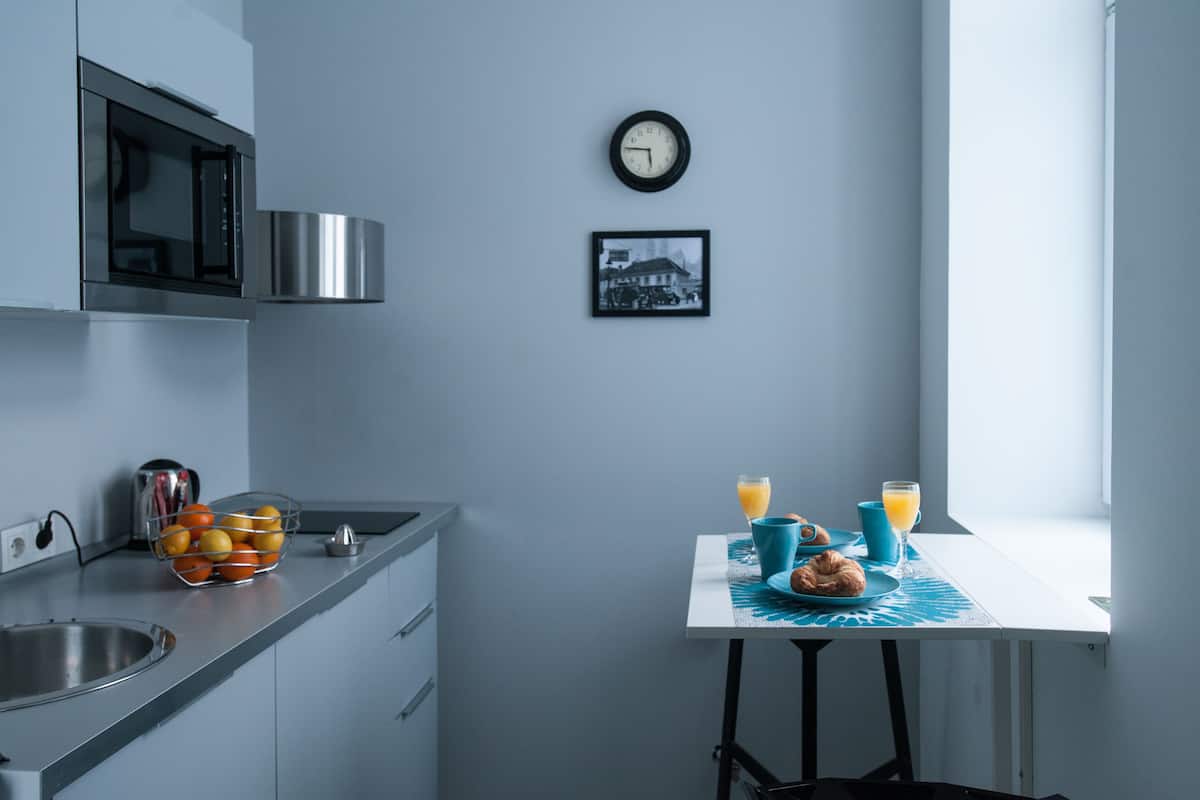 Studio Apartment | Cocineta privada | Refrigerador y microondas