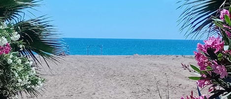 在附近的私人海滩、沙滩椅、海滩遮阳伞