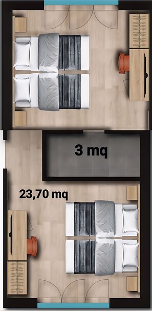 Premium bedding, down comforters, in-room safe, desk