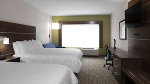 A hotel room with two beds, a desk, a chair, a flat-screen TV, and a window with a view. - Holiday Inn Express and Suites King George- Dahlgren by IHG (King George)