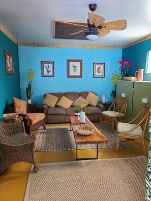 Smart TV, DVD player, books, music library