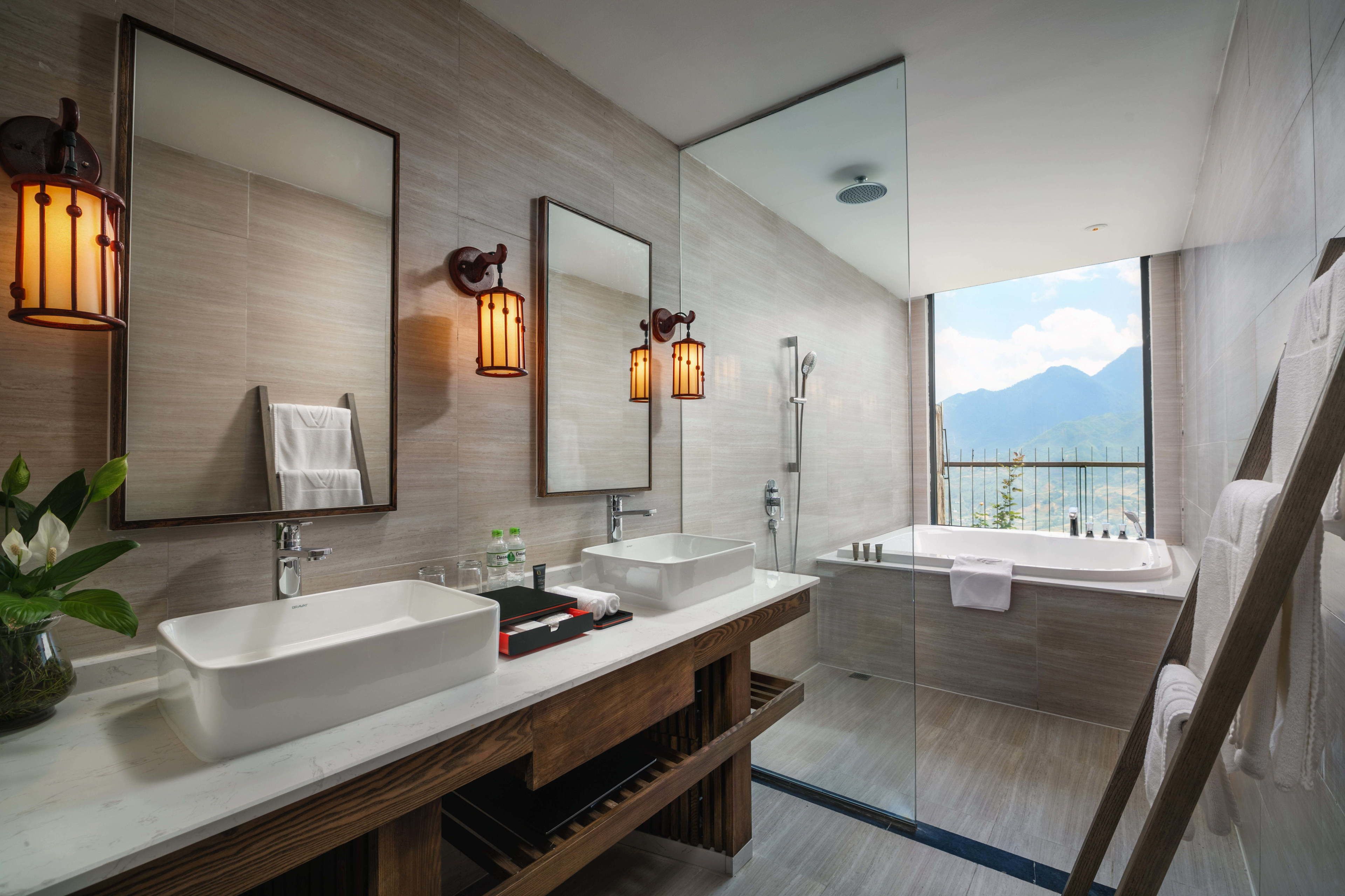 hmong suite, valley view | bathroom | free toiletries, hair dryer, bathrobes, slippers