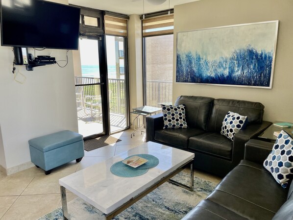 Smart TV, DVD player, books, video library