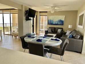 Smart TV, DVD player, books, video library