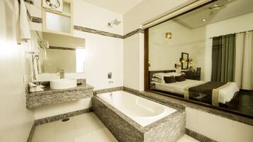 Free toiletries, hair dryer, bathrobes, towels